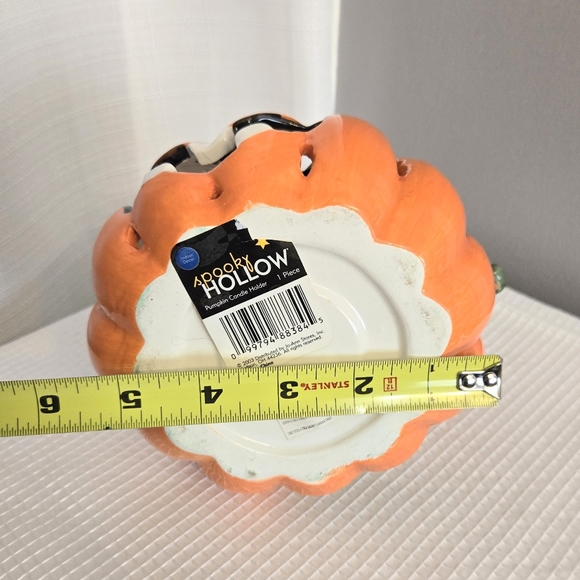Vtg Halloween Pumpkin Bat Tealight Candle Holder Ceramic 2003 Read - Picture 10 of 12